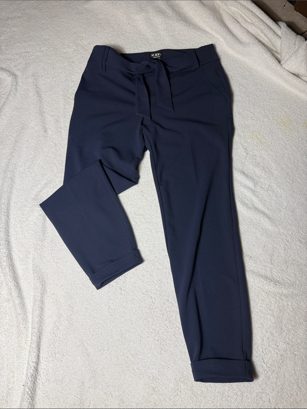 Soho Men's Navy Drawstring Tapered Pants